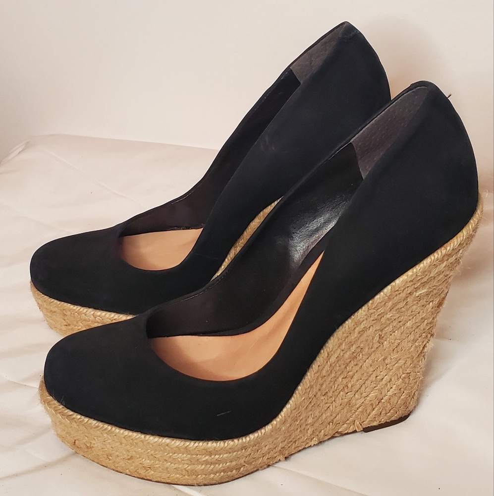 SCHUTZ - size 10- suede black braided spadrilke wedge heel- "Like new"